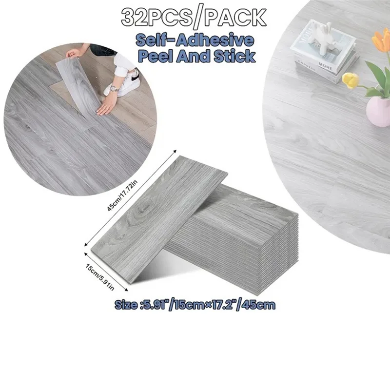 revêtement auto adhésif sol imitation bois grain bois 32 pièces résistant l'eau moderne