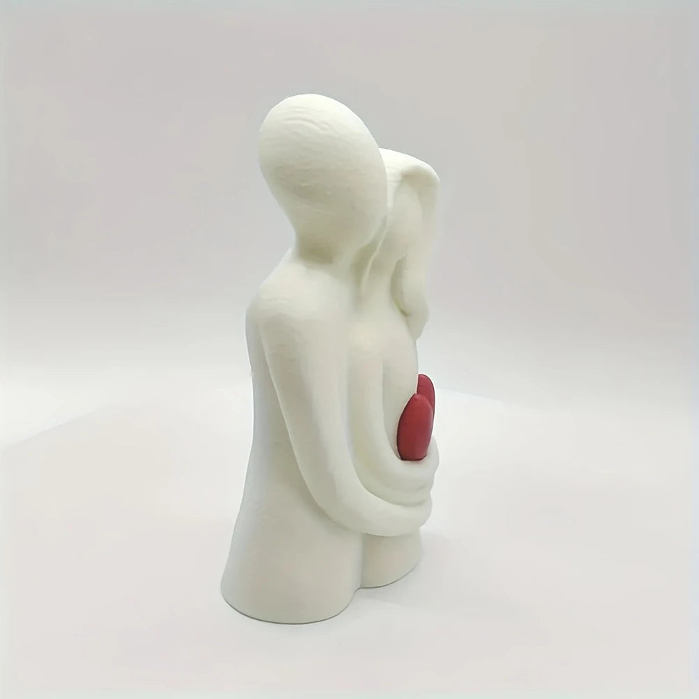 figurines decoratives couple abstrait minimaliste noir blanc rouge texture granuleuse erotique deco chambre