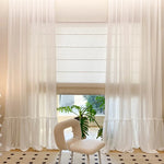 rideau blanc transparent uni moderne fenêtre tulle polyester hospitalière eyelets