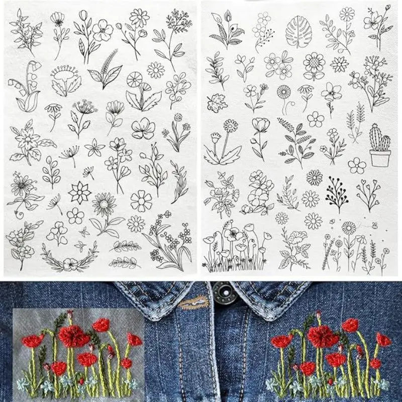 feuilles adhésives broderie transparentes motifs floraux lettres alphabet découpées étiquettes solubles acrylique imprimables adultes