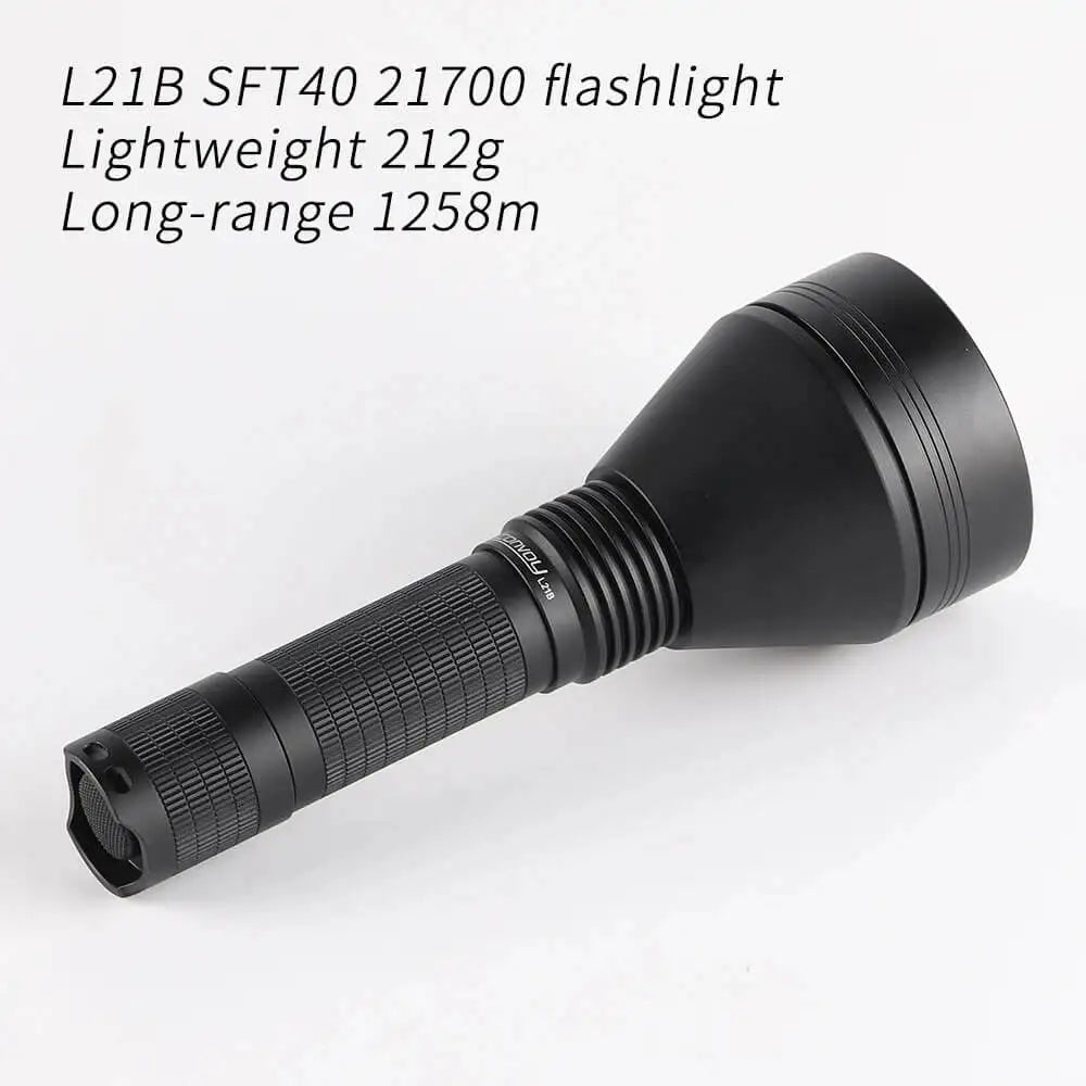 lampe torche noire rechargeable lumière intense 2000 lumens 500m distance aluminium
