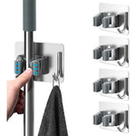 porte balai adhésif acier inoxydable gris métallisé noir moderne salle bain rangement organisateur