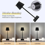 lampe table rechargeable led tactile sans fil usb moderne minimaliste noir blanc