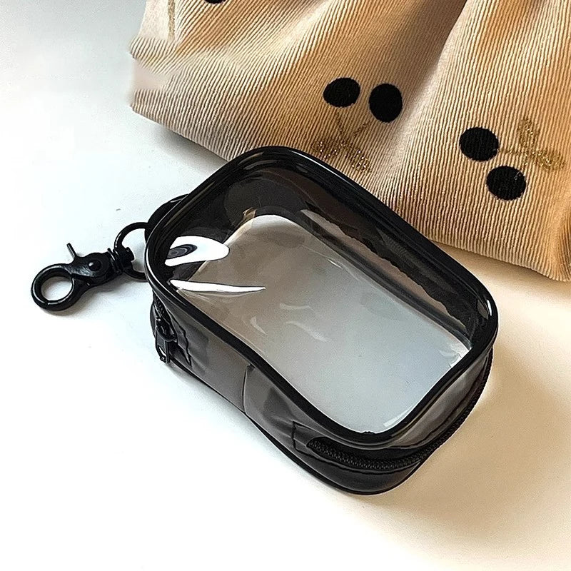 pochette transparente moderne pochette plastique boucle métallique rangement bijoux noir bracelet
