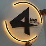 panneau lumineux moderne élégant logo texte noir blanc doré led decoration entreprise