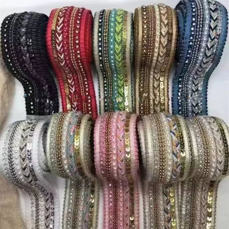rubans décoratifs dentelle sequins élégants mariage rose doré vert bleu