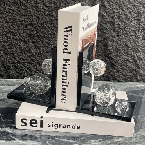 serre livres moderne transparent inclusions argentées support bibliothèque minimaliste