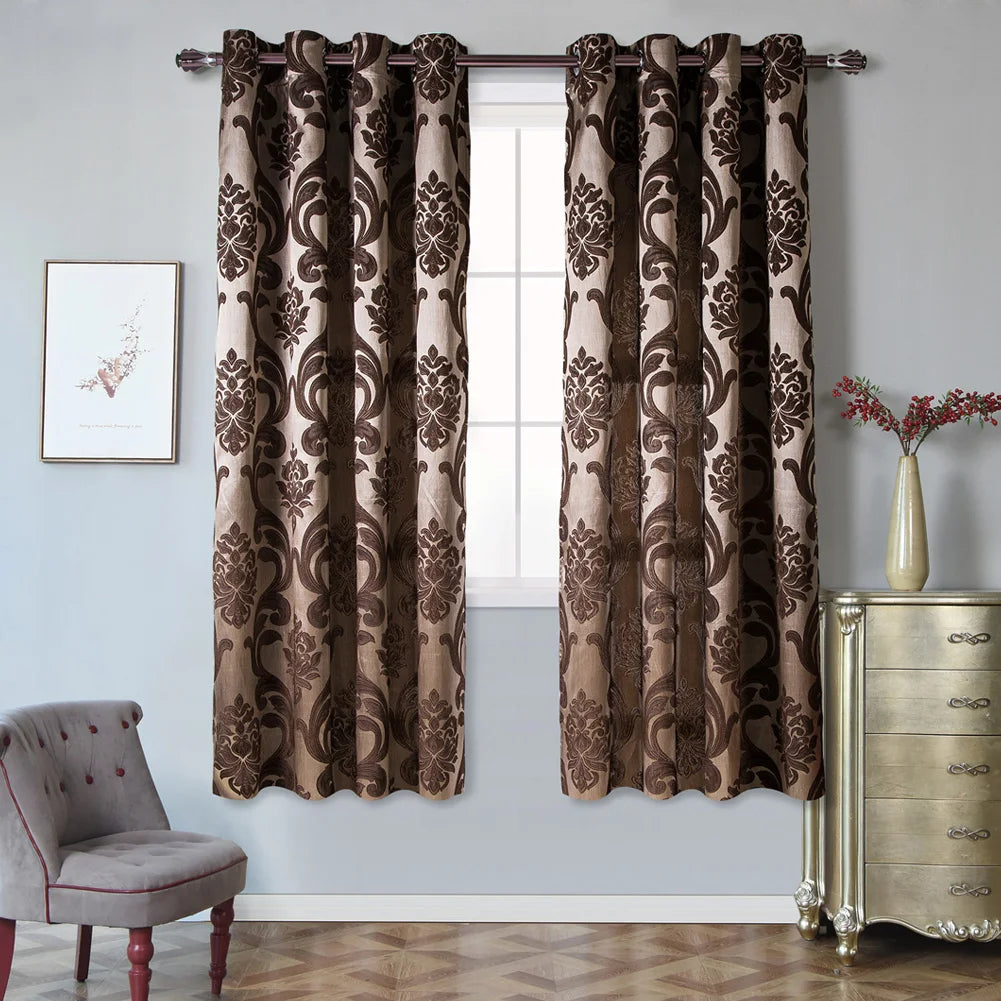 rideaux marron beige noir gris floral imprimé opacité classique anneaux inclusextérieur salon