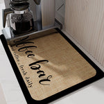 tapis cuisine moderne beige clair noir texture tissu motif géométrique sans nettoyage antisalissure diatomées