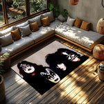 tapis moderne oriental résistant antibactéries antidérapant noir blanc rouge gris
