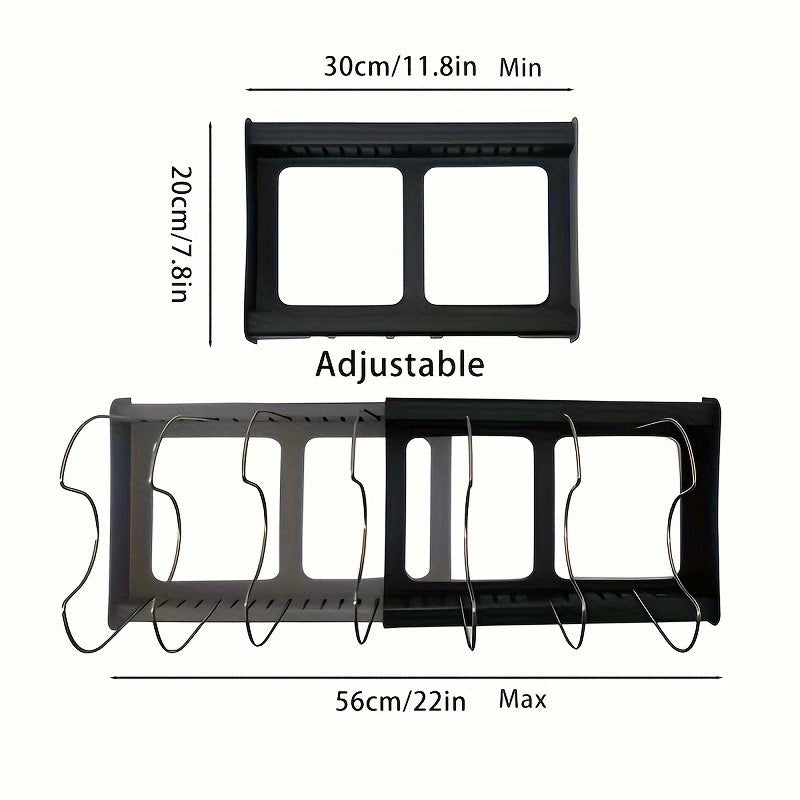 support couvercles casseroles noir gris moderne grille métallique rangement cuisine extensible plateau