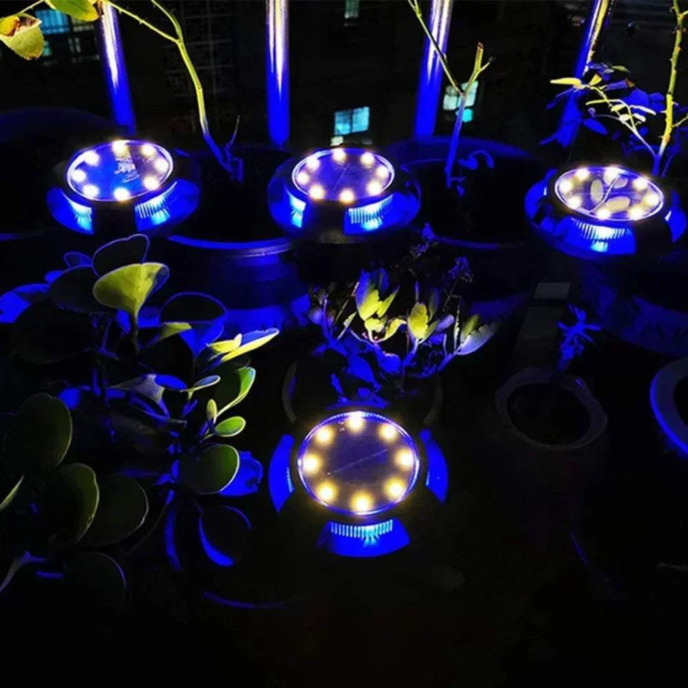 lampe solaire led extérieure moderne noire cercle diodes 12 led ip65 rechargeable solaire