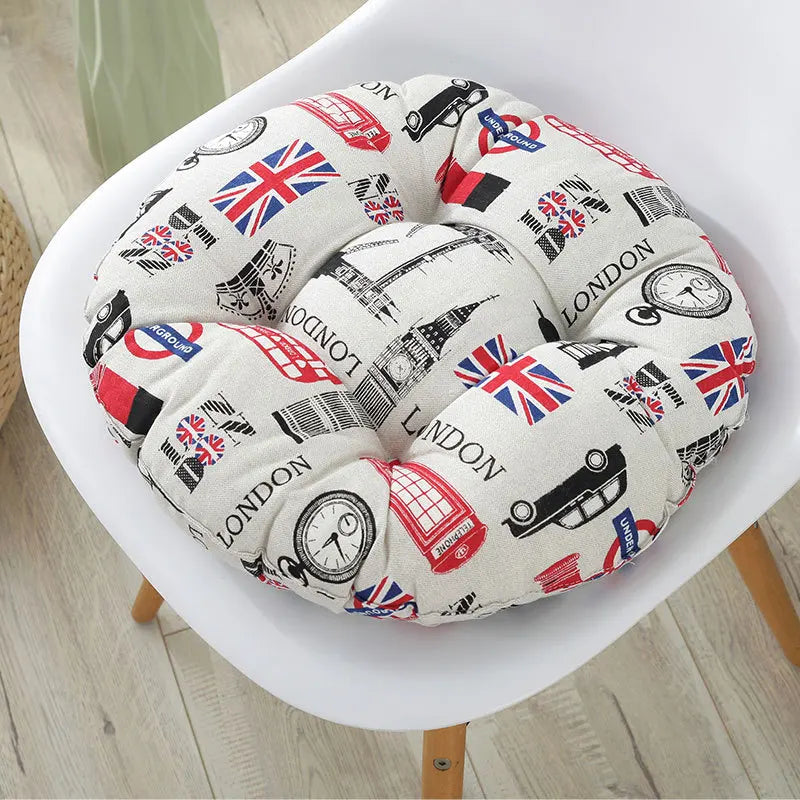 coussin chaise rond confortable mousse polyestère motif géométrique repas siège maison