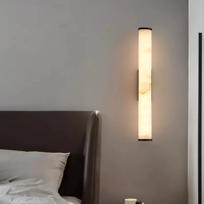 lampe murale moderne marbre blanc doré fixée mur câble électrique opaque chinois chambre coucher