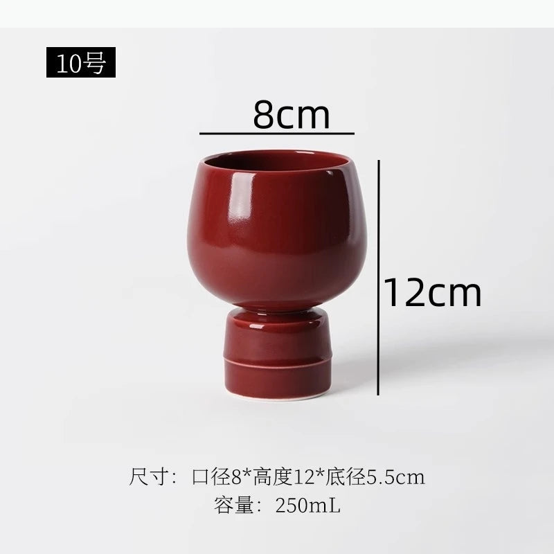tasses modernes noir rouge texture ondulée brillante fonction table