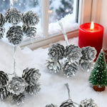 décoration festive cônes pin artificiels argenté doré rose pâle extérieur mariage noël