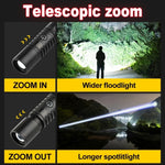 projecteur poche led rechargeable aluminium noir résistant chocs self défense zoomable