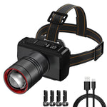 lampe frontale led rechargeable zoomable étanche haute luminosité noir bandeau réglable digitalécran mouvement