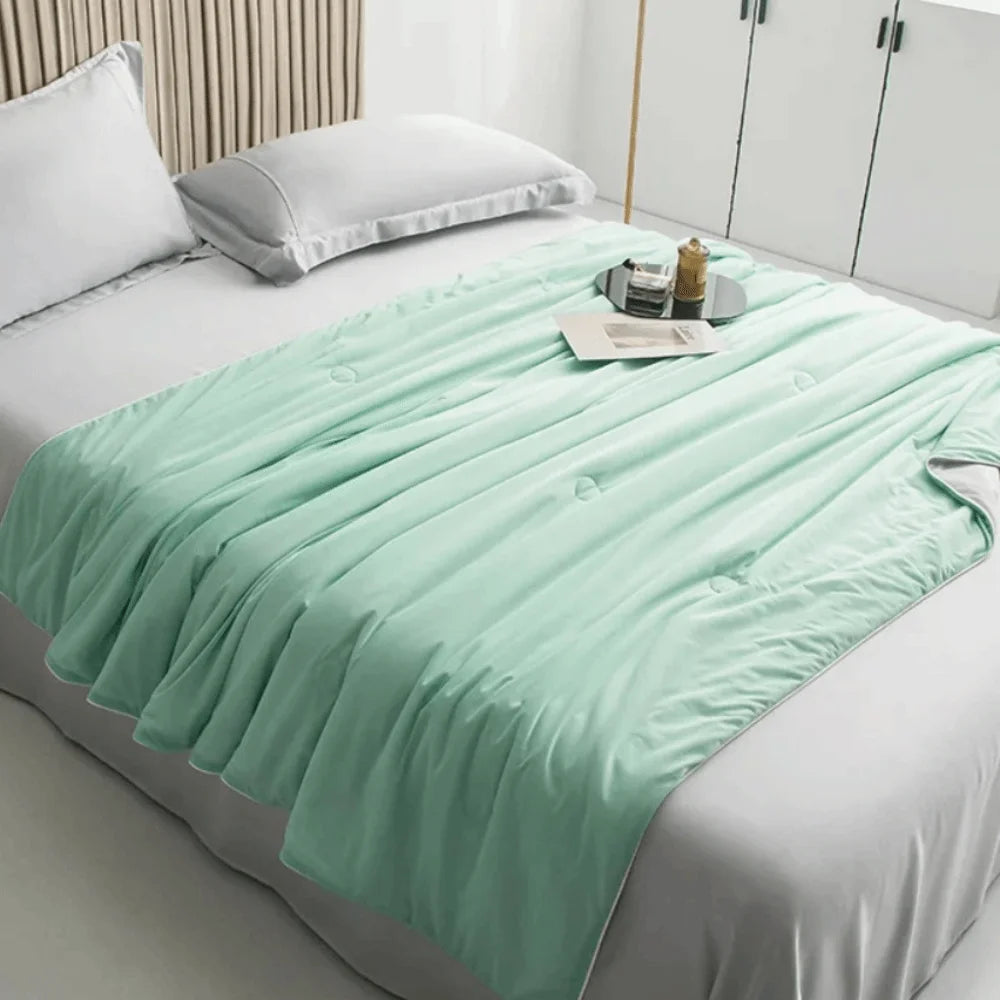 couverture coton doublon 100% coton bleu violet vert blanc moderne fixée boutons