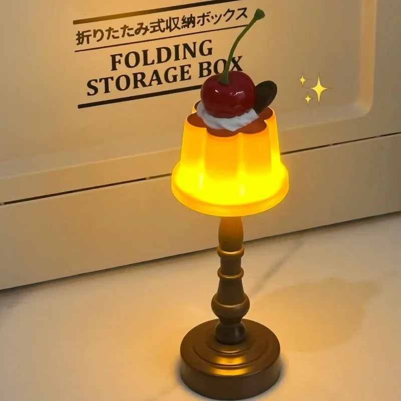 lampe table jaune marron gâteau cerise vintage LED abs chambre enfant deco chambre