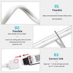 ruban led flexible multicolore rgb moderne clips contrôleur distance éclairage salon technologie usb tuya