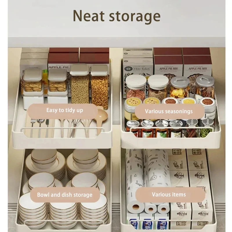tiroir rangement blanc coulissant adhésif moderne fonctionnel armoire cuisine plateau épices