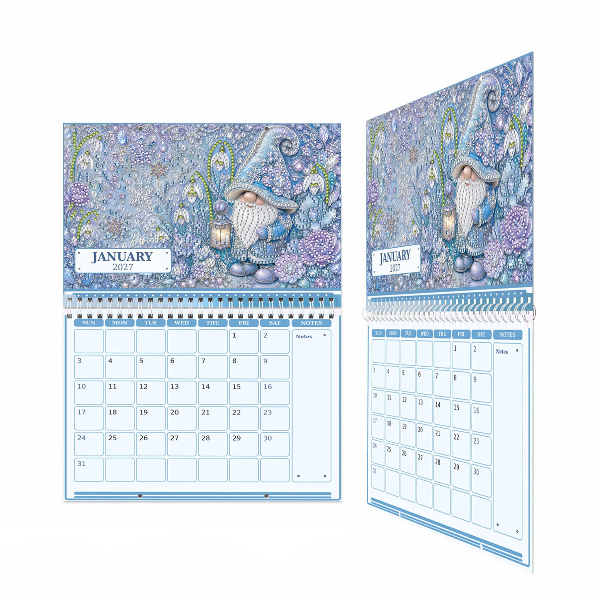 calendrier mural diy peinture diamants ornements personnages fleurs animaux rose vert bleu blanc opaques
