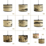 abat jour bambou imprimé floral vintage tringle beige noir oriental traditionnel