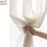Rideau transparent en lin de coton pour salon moderne - Décoration fenêtre tulle doux
