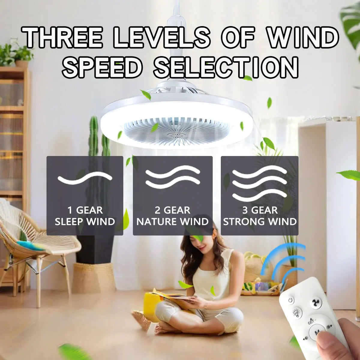 ventilateur lampe led moderne blanc grille télécommande flux lumineux certification ul rohs