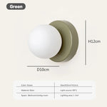 applique murale moderne sphère translucide vert olive beige rose rouge noir
