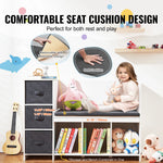 meuble salon enfant blanc moderne tiroirs compartiments banc rangement jouets