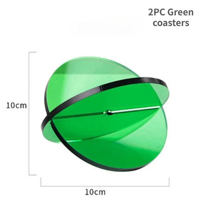 support verre moderne acrylique tapis rond texturé boule verre bleu vert orange jaune rouge