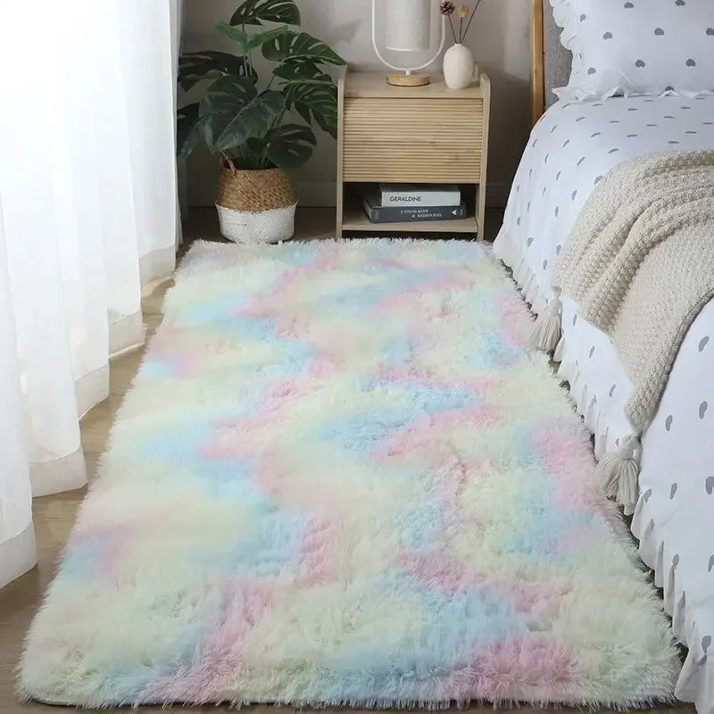 tapis moderne doux uni polyester lavable main machine antidérapant shaggy chambre sofa living room