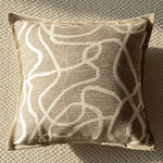 coussin moderne floral rayures beige noir blanc résistant polyester coton