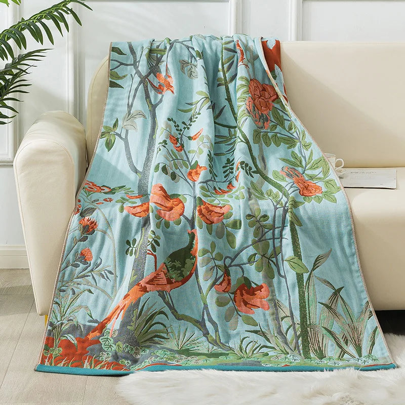 serviette bain coton motif floral rapide absorption machine traditionnelle ornementale