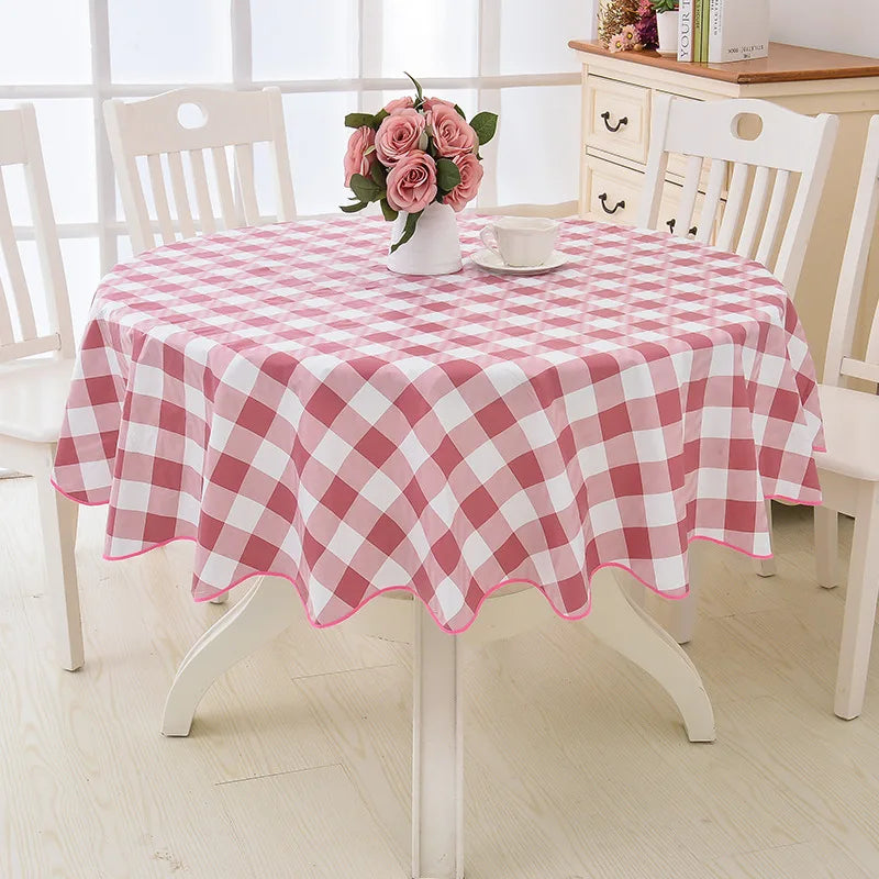 nappe table ronde imperméable fleurs moderne carreaux rouge gris bleu pâques festiveextérieur