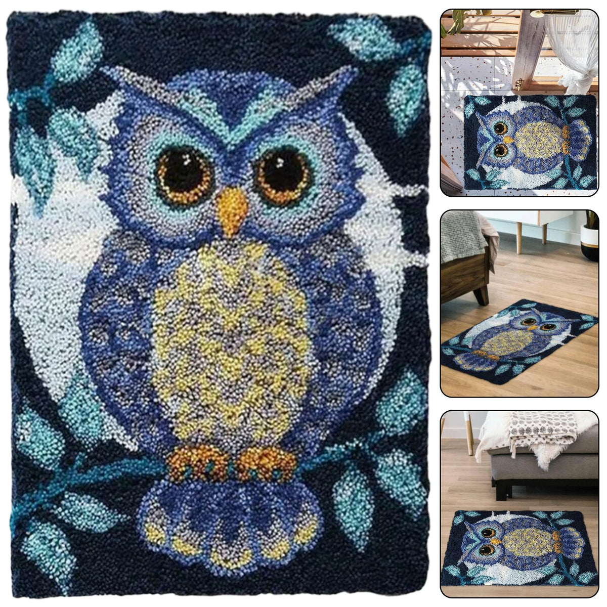 tapis crochet chouette adultes débutants texturé décoratif animalier pattern coloré facile