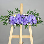 décoration mariage guirlande fleurs artificielles soie violet blanc crème vert jaune