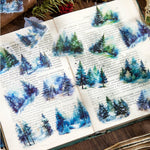 autocollants paysages naturels scrapbooking bricolage opaques vert bleu blanc rose marron jaune gris forêt