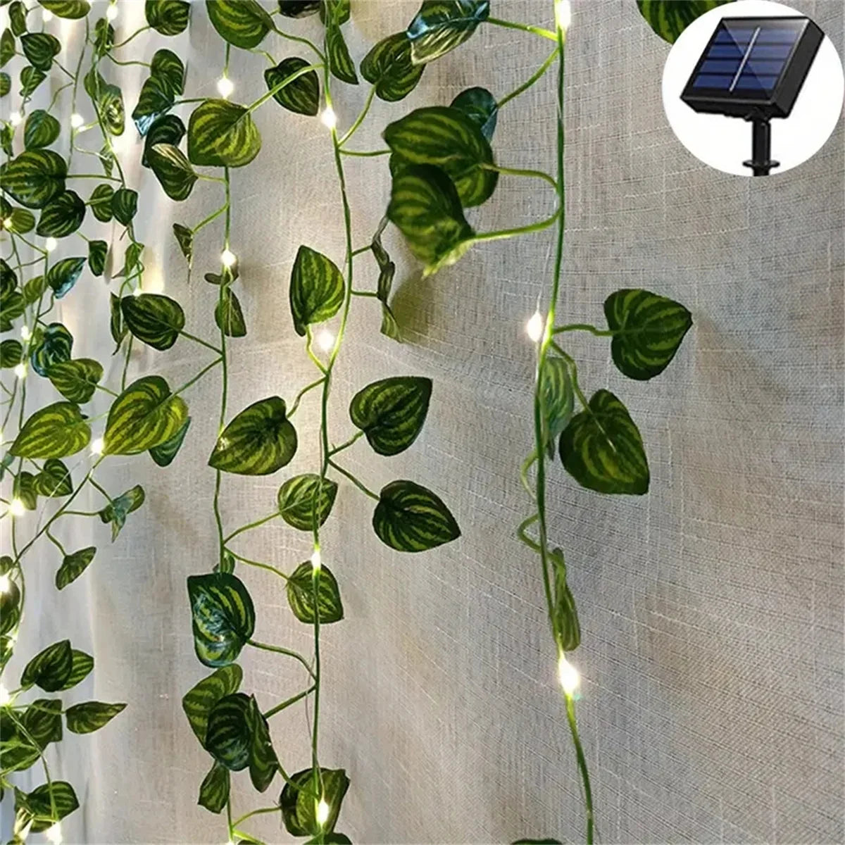 guirlande lumineuse feuilles vertes led clips moderne decoration exterieure jardin blanc