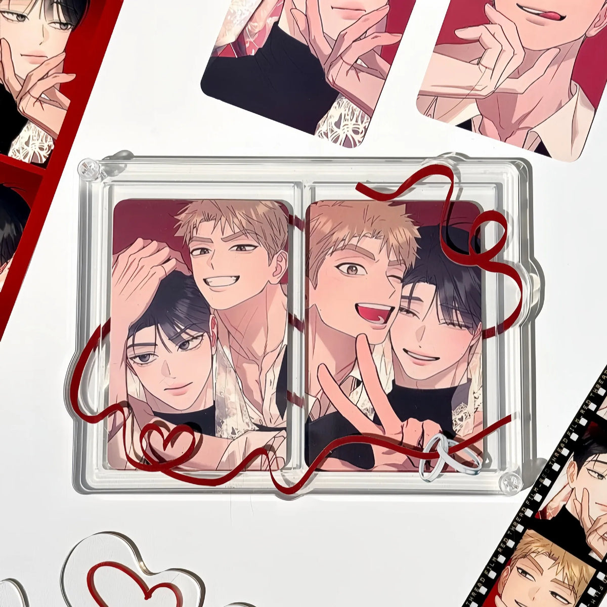 cadre photo transparent anime moderne clips coeur rouge décoration couple photos idoles