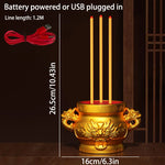 bougies led dragon or rouge artisanal traditionnel base ornée haute 26 cm