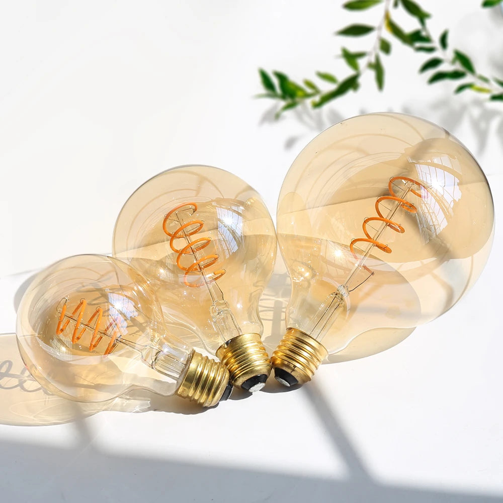 ampoules led transparentes spirale dorée vintage e27 e14 220v 30000h lumière rétro filaments 500lm