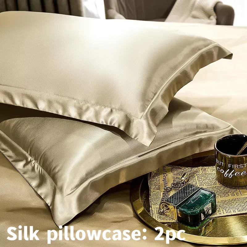 protège oreiller soie uni moderne beige gris rose vert violet bleu opulent brillant 48x74cm