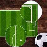 nappe deco sportive terrain football imprimé vert blanche table été polyester imitation lin