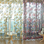 rideaux voilés motifs floraux tissu texturé translucides décoratifs romantiques fleurs feuilles