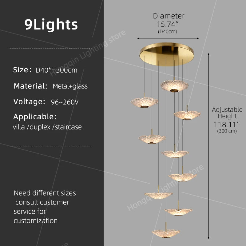 Suspension lumineuse contemporaine 15 lumières blanc doré D60 4000k 3000k 6000k
