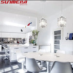 Lampes suspendues moderne argentées verre transparent prismatique salon chambre tactile 110V