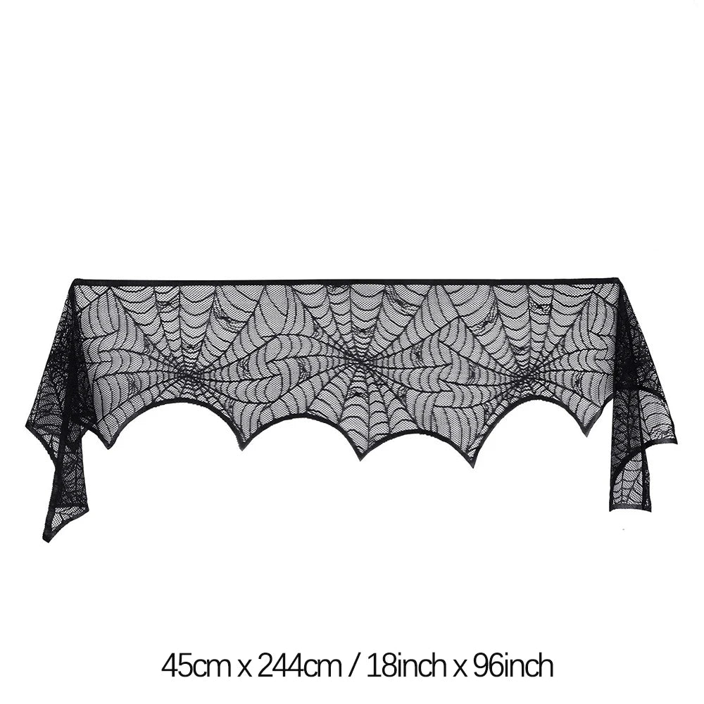 rideau toile d'araignée halloween motif araignées noir géométrique festif maison opaque